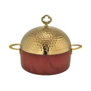 Recipiente para calentar comida tipo buffet, color negro mate, base de malla metálica, tapa redonda con caligrafía árabe, para catering, Ramadán - Product Image 3