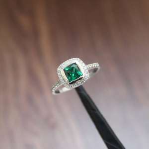 Handmade <b>Emerald</b> <b>Ring</b> S925 Sterling <b>Silver</b> Gemstone <b>Ring</b> Elegant Fine Jewelry Gift For Her Women Statement <b>Ring</b> - Product Image 4