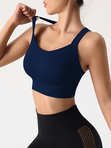 Women's Seamless <b>Cross</b> Back Sports Bra | Crisscross Strap Workout Crop <b>Top</b> | Nylon Spandex Padded Gym Fitness Activewear - Product Image 2