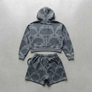 Men Sublimation Two Piece Sweat Short <b>Set</b> Casual Winter Wear Breathable Polyester Drawstring Closure Loose Fit Men's <b>Twin</b> <b>Set</b> - Product Image 2