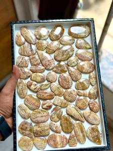 MAHNAJ GEMS Cabujones de Jaspe Natural Pulido, Mezcla Marrón/Amarillo, Agujero de 5mm, Piedras Sueltas de 10-20mm para Joyería, Rajasthan - Product Image 1