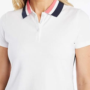 Camiseta Polo de Manga Corta para Mujer, Color Sólido, Cuello en Contraste, Botones, Top Informal de Punto, Logotipo Personalizado - Product Image 4