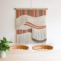 Élégante tapisserie bohème en coton tenture murale en macramé tissé tricoté à la main pour chambre à coucher confortable et salon décoration murale