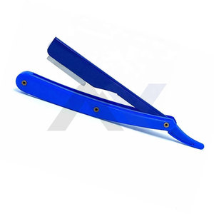 Navaja de Afeitar Profesional con Hoja Deslizante Azul Mate, Personalizable con Logotipo, para Barberos - Product Image 1