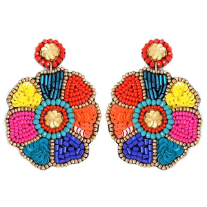 ลูกปัดหินแกะสลักธรรมชาติรูปดอกไม้ ลูกปัดเว้นวรรคหลากสีสัน เครื่องประดับหูสำหรับเด็กผู้หญิง ราคาดีที่สุดจากอินเดีย - Product Image 1