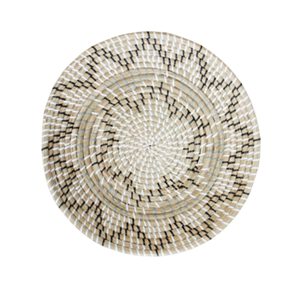 Handmade Zigzag Seagrass <b>Placemat</b> <b>Round</b> Woven Tablemat Black Straw Coaster Heat Resistant Hot Pad Tribal Basket Wall Decor - Product Image 1