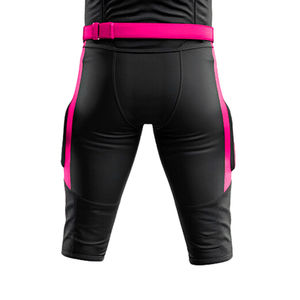 Ensemble de maillots de football américain personnalisés pour hommes, rose et noir, imprimé par transfert thermique, col en V, manches courtes, anti-humidité, été, devant - Product Image 6