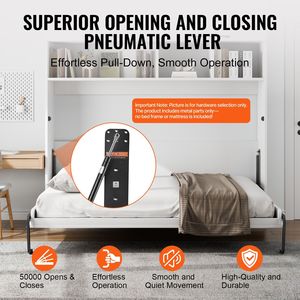 Kit de Cama Plegable de Lujo de Tamaño Completo con Herrajes Mecánicos de Alta Resistencia y Soporte Neumático para Estructura de Cama Abatible - Product Image 5