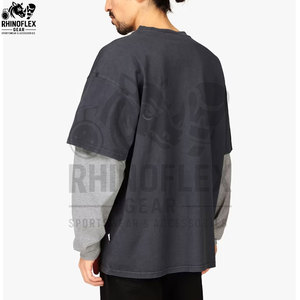 เสื้อยืดพิมพ์ลายแขนยาวคุณภาพสูงทรงโอเวอร์ไซส์สำหรับผู้ชาย ผ้าฝ้ายสองชั้น แขนยาวสองชั้น - Product Image 2