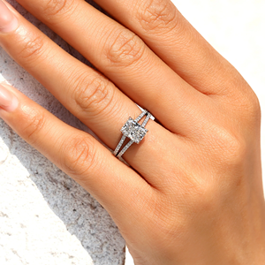 Anillo de Compromiso de Oro con Diamante de Corte Radiante Elegante y Halo Oculto, Joyería Nupcial de Laboratorio, Proveedor Mayorista - Product Image 6