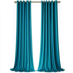 Modern 4x7 Feet Pleated <b>Window</b> <b>Curtain</b> Long Crushed Polyester with Geometric Embroidered Pattern Blackout Feature for Home Hotel - Product Image 2