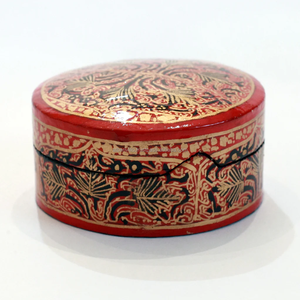 Boîte à bibelots en papier mâché rouge artisanale de luxe, boîte de rangement florale minimaliste en papier mâché de haute qualité, décoration d'intérieur, article cadeau - Product Image 1