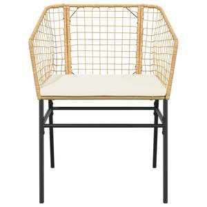 Juego de Comedor de Jardín de Mimbre Sintético Marrón Resistente a los Rayos UV de Grado Medio - Product Image 6