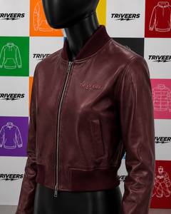 2026 Women’s Burgundy Leather Bomber <b>Jacket</b> Custom Logo Premium Cropped <b>Zip</b> <b>Up</b> Casual Fashion <b>Jacket</b> Made In Pakistan - Product Image 6