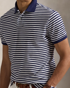 Polo classique à manches courtes 100 % coton rayé, en tissu tricoté respirant, brodé, couleur unie, haute qualité ODM - Product Image 4