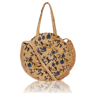 Bolso de Mano de Yute Estilo Bohemio Ecológico para Mujer, Bolso Bandolera Reutilizable, Mini Bolso de Viaje Abierto con Bordado Moderno - Product Image 4
