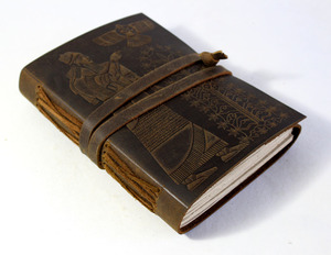Antique Color Spiral Dairy Journal 100 Sheets Hand-Stitched Hemp Paper Embossed Buffalo Leather Cover Handcrafted <b>Notebook</b> - Product Image 2