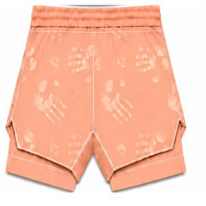 <b>Peach</b> White Swim Set Sleeveless Racerback Tank <b>Top</b> with Matching Shorts Lightweight Quick Dry Training Performance Swimwear - Product Image 5