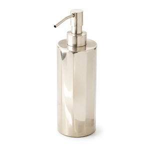 Dispensador de Jabón Metálico Acanalado Premium, Níquel Brillante, Bomba de Jabón Líquido Manual, Diseño Art Deco Moderno para Baño, Hotel, Encimera - Product Image 2