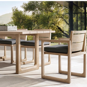 Outdoor Wooden Garden Chair Patio Dining Armchair Cushioned Seat Modern Solid Wood <b>Seating</b> for Hotel Terrace - Product Image 6