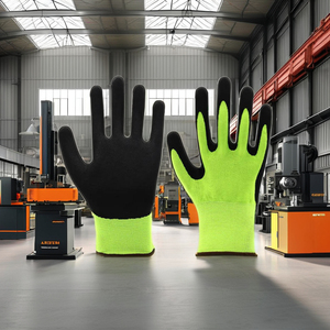 Gants industriels antidérapants résistants à l'usure, enduits de nitrile lisse, résistants à l'huile, en HPPE tricoté, vert fluorescent, taille XL, 7/8 oz, 26 cm - Product Image 2
