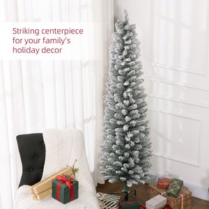 Albero di Natale Artificiale Realistico a Forma di Matita da 1,8 m con 329 Punte Innevate e Base in Metallo - Product Image 5