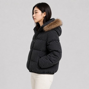 Wholesale Stylish Winter Long Zipper Women's Customized Logo Printing Parka Bubble Bomber Style Breathable - Product Image 4