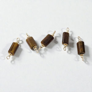 ตัวเชื่อมต่อทรงหลอดประดับพลอยไทเกอร์อาย เงินแท้ 925 - ขนาด 6x12 มม. แบบสองห่วง สำหรับทำเครื่องประดับ DIY ขายส่ง - Product Image 1