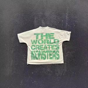 เสื้อยืดคอกลมแขนสั้นผ้าฝ้ายถัก 100% สไตล์สตรีทแวร์ ขายส่ง ทรงโอเวอร์ไซส์ ทรงบ็อกซี่ ตัดสั้น ระบายอากาศได้ดี เป็นมิตรกับสิ่งแวดล้อม - Product Image 5