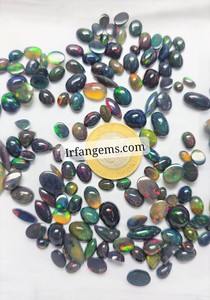 Magnifique Opale Noire Éthiopienne de Qualité Supérieure, Pierre Précieuse Naturelle Multi-Feu, Formes Mixtes, Cabochon, pour la Fabrication de Bijoux - Product Image 2