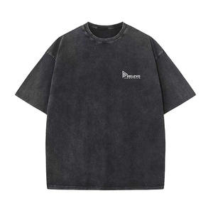 Camiseta Acid Wash para Hombre, 230 GSM, Cuello Redondo, Talla Grande |   Camiseta Vintage Lisa 100% Algodón, Lavado Ácido - Product Image 2