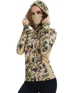 Sweat à capuche de chasse camouflage UPF 50+ pour femme avec cache-cou intégré, respirant, haute performance, manches longues, pour la pêche FS03W - Product Image 1