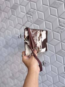 Western véritable fourrure de vachette cuir bracelet pochette sac à main pochette portefeuille couleur marron bracelet petite pochette patchs élégants portefeuilles - Product Image 2