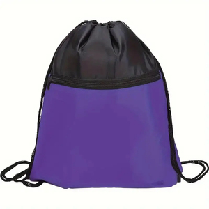 Customizable Casual Daypack Drawstring <b>Backpack</b> Bag Lightweight Zip Pocket for Gym Sports Personalized Your Own Logo Pattern - Product Image 2