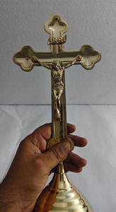 Estatua de la Cruz de Jesucristo, Crucifijo de Latón, Figura Religiosa Cristiana, Decoración de Mesa o Altar, Regalo Espiritual - Product Image 2