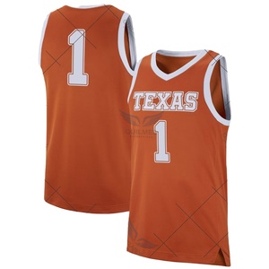 Université personnalisable de haute qualité pour Texas Longhorns maillot de basket-ball orange brûlé léger respirant grande taille - Product Image 1