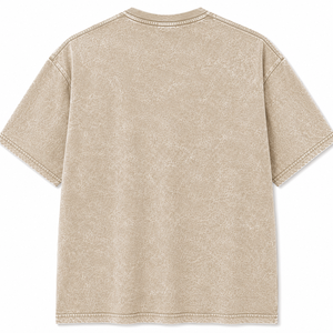Custom Men's Oversized Cotton T <b>Shirt</b> <b>Patchwork</b> Design Beige Streetwear Tee Short Sleeve Front Logo Casual Fashion Boxy Fit - Product Image 3