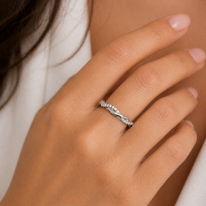 925 Sterling <b>Silver</b> Womens Twisted <b>Wave</b> <b>Ring</b> with Cubic Zirconia Pave Elegant Minimalist Design High Polish Finish Daily Wear - Product Image 1