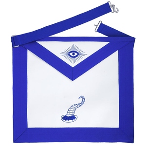 Senior Steward Blue Lodge <b>Apron</b> <b>White</b> & Blue Premium Masonic Regalia Adjustable Belt - Product Image 1