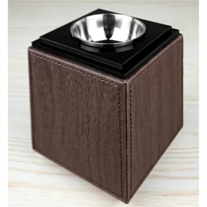 Premium PU Leather Wood Mubkhar Arabic Incense Burner Modern Cube <b>Oud</b> <b>Bakhoor</b> Burner Custom Luxury Charcoal Bukhoor Holder - Product Image 1