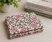 Tissu en coton indien tissé imprimé à la main, motif floral rose pour filles, résistant à l'eau, doux, écologique, textile de maison en gros