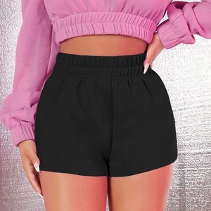 Shorts Deportivos de Mujer, Cintura Alta, Color Rosa, Tejido de Felpa, Elásticos, Transpirables, Corte Regular - Product Image 4