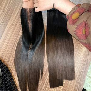 Extensions de cheveux humains bruts ultra-lisses en mèches avec closure en dentelle et frontal en dentelle pour perruques en cheveux humains Lace Front - Product Image 5