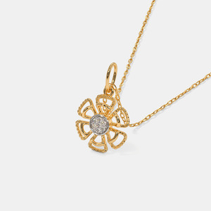 Collar con Colgante de Diamante Cultivado en Laboratorio, Diseño Floral de Seis Pétalos, Oro Amarillo - Product Image 3