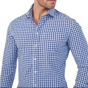 Camisa Formal de Negocios para Hombre, Corte Entallado, Manga Larga, Popelina Teñida con Hilo, 100% Algodón, Transpirable, Moda de Verano, con Botones - Product Image 1