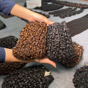 Article populaire : Lots de mèches de cheveux naturels vierges Remy de qualité supérieure, double tirage, cuticules alignées, style boucles Pixie, avril - Product Image 1