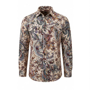 เสื้อเชิ้ตแขนยาวลายดอกไม้เพสลีย์สำหรับผู้ชาย ผ้าฝ้าย ระบายอากาศได้ดี เหมาะสำหรับทำงาน แฟชั่นลำลอง - Product Image 2
