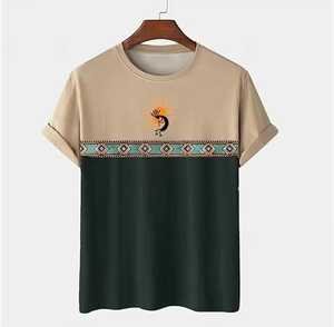 <b>Men's</b> Short Sleeve O-Neck Knitted T-Shirt <b>Animal</b> Print Regular Fit Casual Style 100% Cotton Breathable - Product Image 5