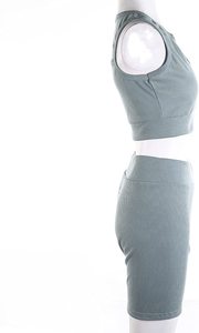 Conjunto Deportivo de 2 Piezas para Mujer, Sexy, Acanalado, Shorts de Yoga, Informal, Otoño, 100% Algodón, Secado Rápido, Ligero, con Bolsillos Laterales - Product Image 3