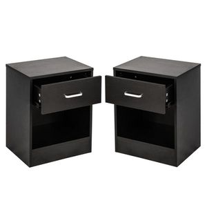 Comodini neri da 2 pezzi con cassetto, elegante accessorio per l'arredamento - Product Image 3